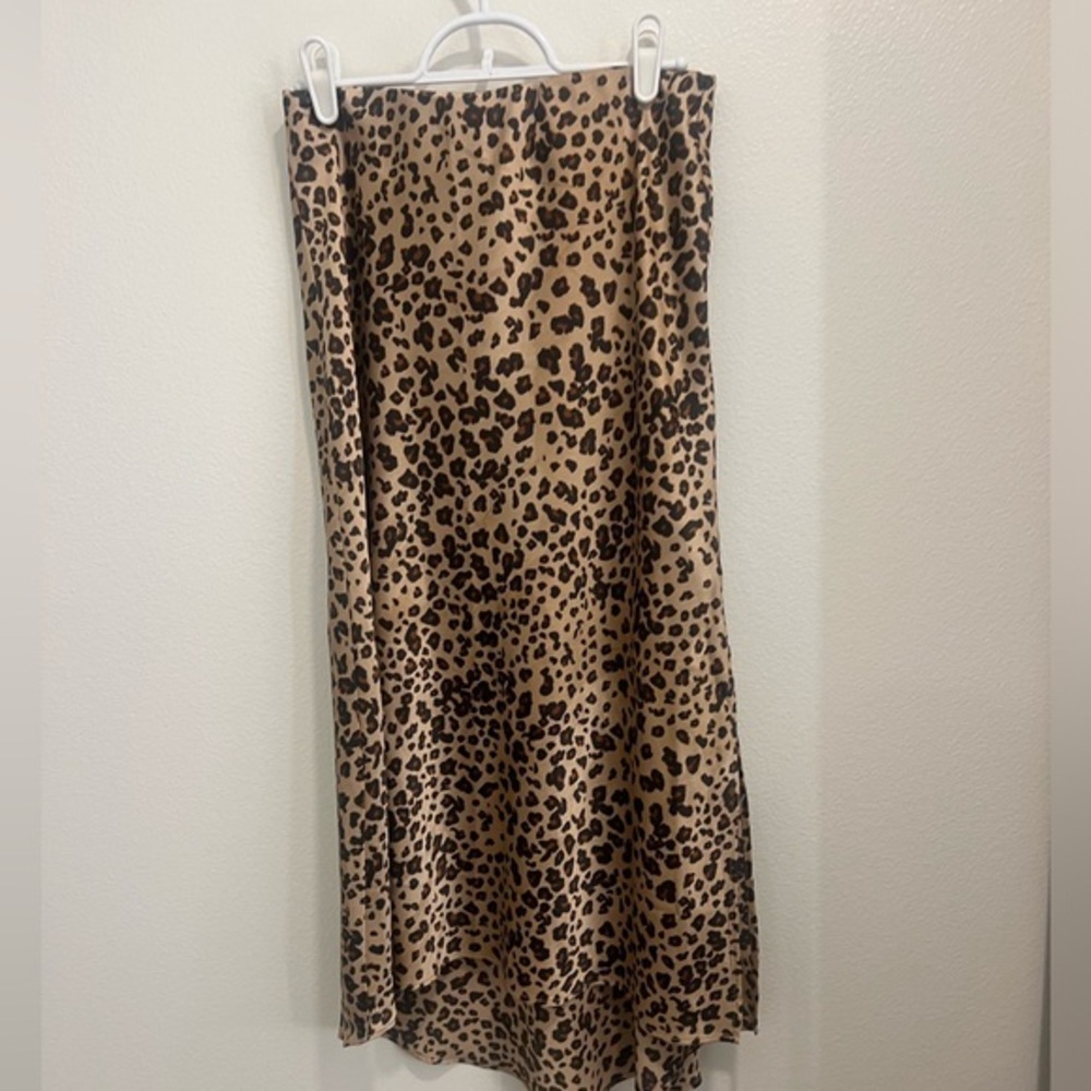 Abercrombie satin cheetah print midi skirt